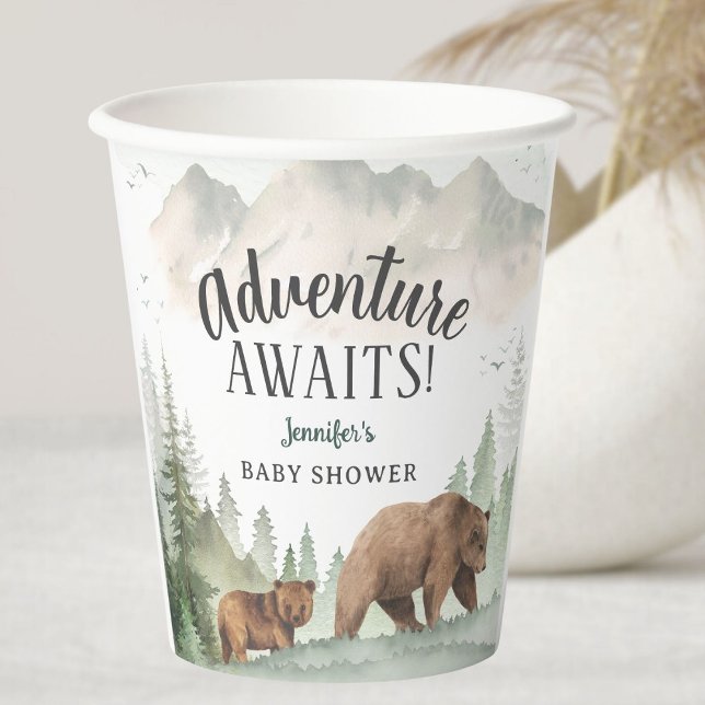 Vasos De Papel Let The Adventure Begin Baby Shower Woodland Paper (Subido por el creador)