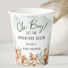Vasos De Papel Let The Adventure Begin Boy Woodland Baby Shower