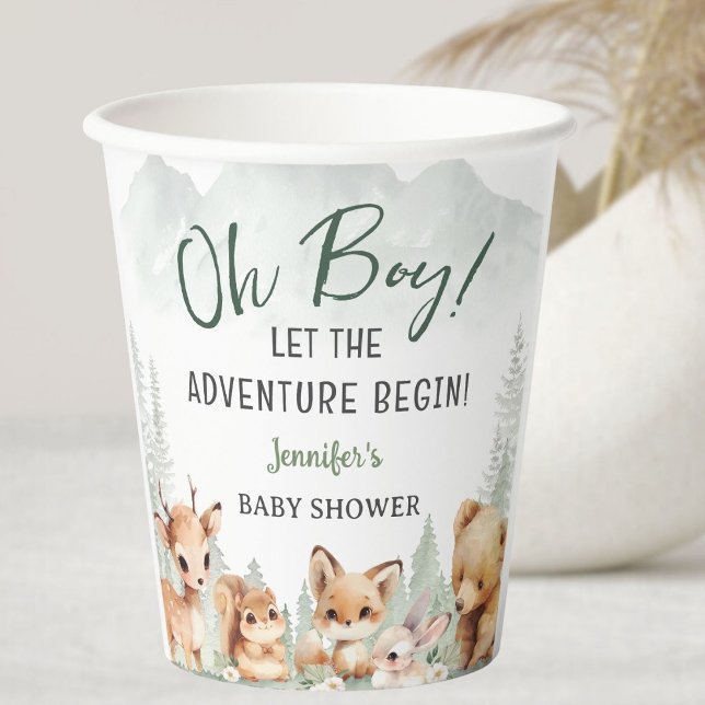 Vasos De Papel Let The Adventure Begin Boy Woodland Baby Shower  (Subido por el creador)