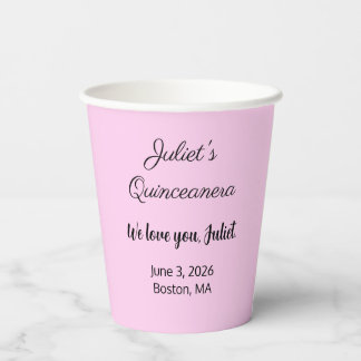 Vasos De Papel Letras dulces: Rosa en la quinceañera negra