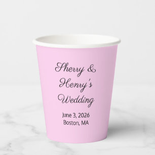 Vasos De Papel Letras dulces rosas y negras: Boda
