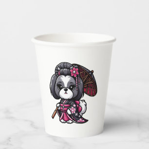 Vasos De Papel Lhasa Apso Dog Kimono
