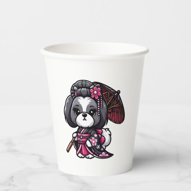 Vasos De Papel Lhasa Apso Dog Kimono (Anverso)