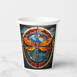 Vasos De Papel libélula de vidrio manchado