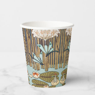 Vasos De Papel Libélulas Nenúfares Arte Nouveau Pantanoso