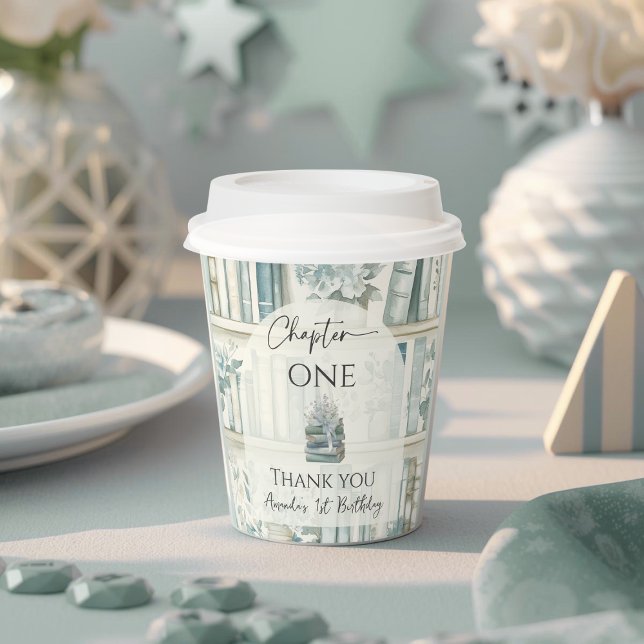 Vasos De Papel Library Chapter ONE Blue Boy Book 1st Birthday (Subido por el creador)