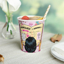 Vasos De Papel Libro de Recetas de Momfulness Arte Cómic Adorable