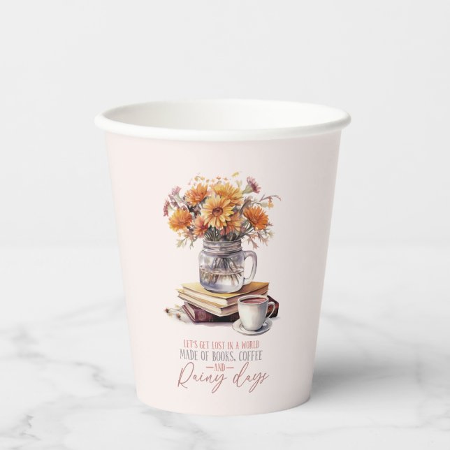 Vasos De Papel Libros, café y días lluviosos (Anverso)