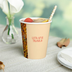 Vasos De Papel Light Peach Dinner Otoño Feliz Acción de Gracias
