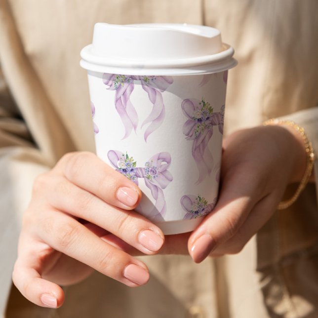 Vasos De Papel Lilac Bow está atando la ducha nupcial (Subido por el creador)