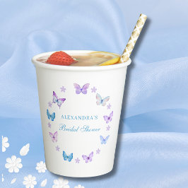 Vasos De Papel Lilac Floral Azul Morado Mariposa Británica Ducha