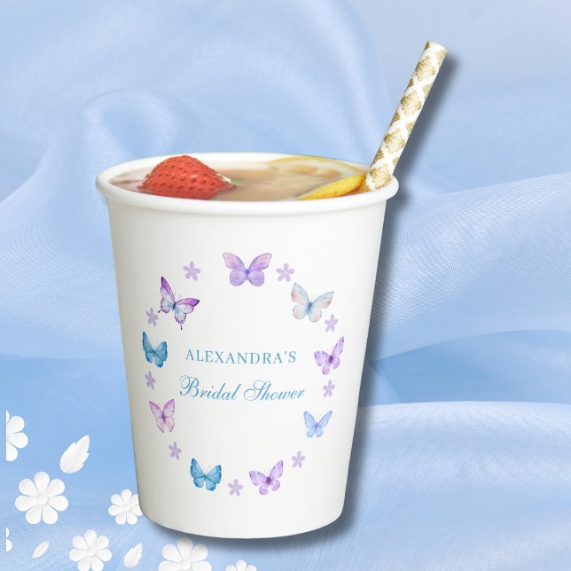 Vasos De Papel Lilac Floral Azul Morado Mariposa Británica Ducha (Subido por el creador)