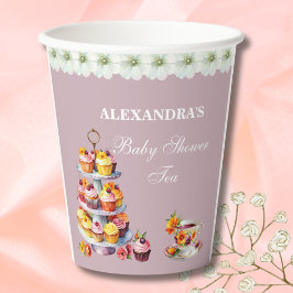 Vasos De Papel Lilac Floral Tea Fiesta Baby Shower