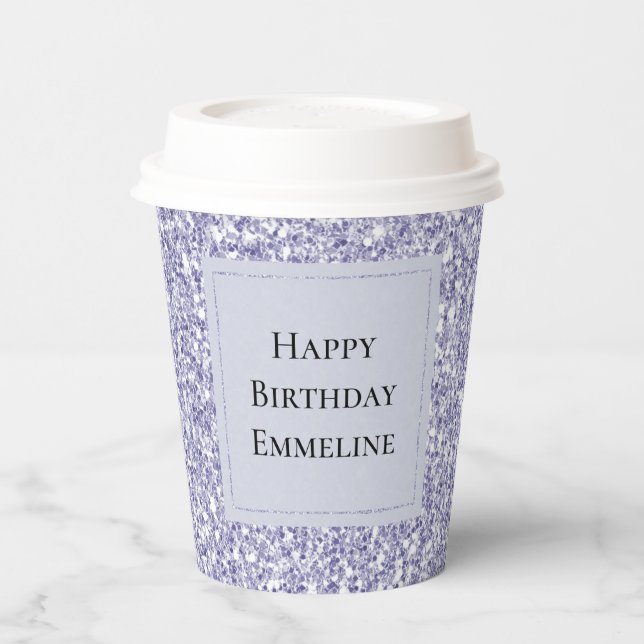 Vasos De Papel Lilac Lavender Purpurina Glitz  (Izquierda)