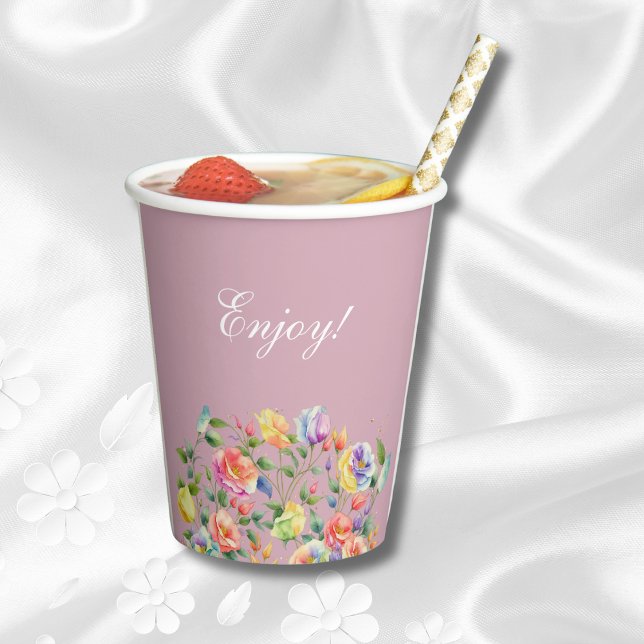 Vasos De Papel Lilac Rosas brillantes rosados duchas de novias (Subido por el creador)