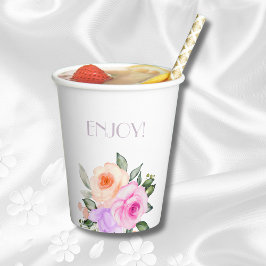 Vasos De Papel Lilac Rubor Rosas florales rosados  Brillantes Duc