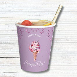 Vasos De Papel Lilac Scoopup Purpurina Crema de Hielo Ducha de No