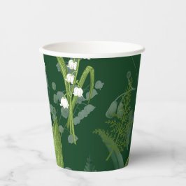 Vasos De Papel Lily of Valley con Ferns || Verde oscuro