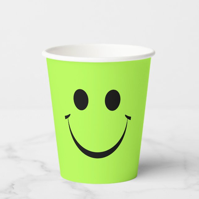 Vasos De Papel Lime Green Happy Face Birday (Anverso)