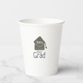Vasos De Papel Límite de graduación plateado purpurina añadir nom