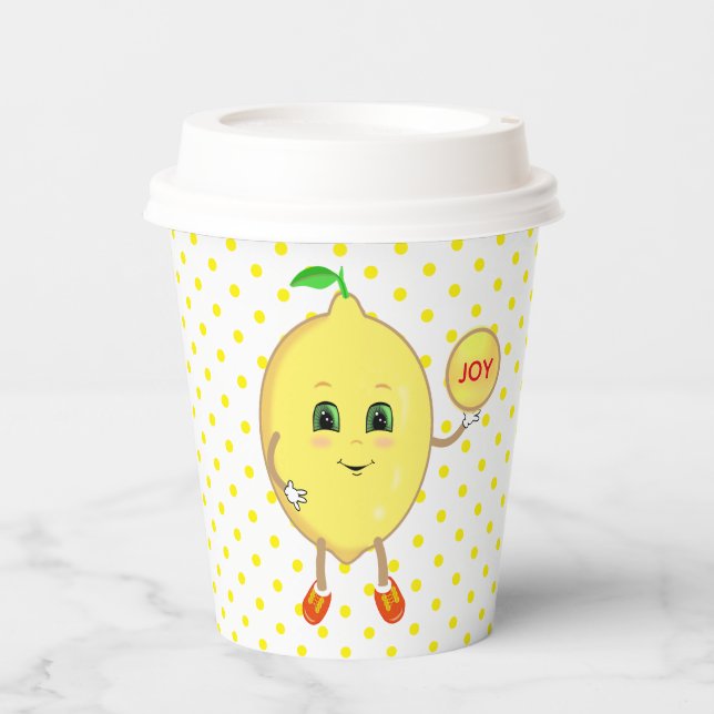 Vasos De Papel Limon Feliz & Lunares Amarillos (Anverso)