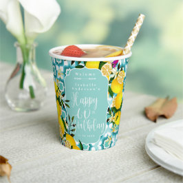 Vasos De Papel Limón Mediterráneo Cumpleaños 60 Océano Azul