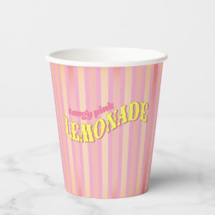 Vasos De Papel Limonada Rosa Fiesta de Verano con Ombre Rayado Vi