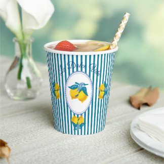 Vasos De Papel Limones Amarillos Amalfi Estilo Mediterráneo