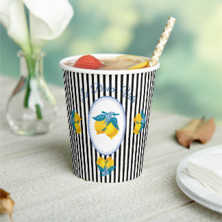 Vasos De Papel Limones Amarillos Amalfi Estilo Mediterráneo