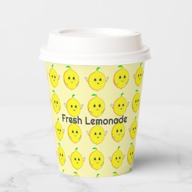 Vasos De Papel Limones Personalizados Adorables (Anverso)