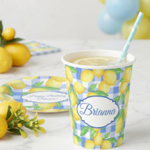 Limones y cuadros azules Vidrio Personalizado