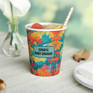 Vasos De Papel linda acuarela otoño bebé ducha