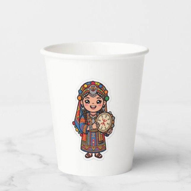 Vasos De Papel Linda Kawaii Amazigh Ber (Anverso)