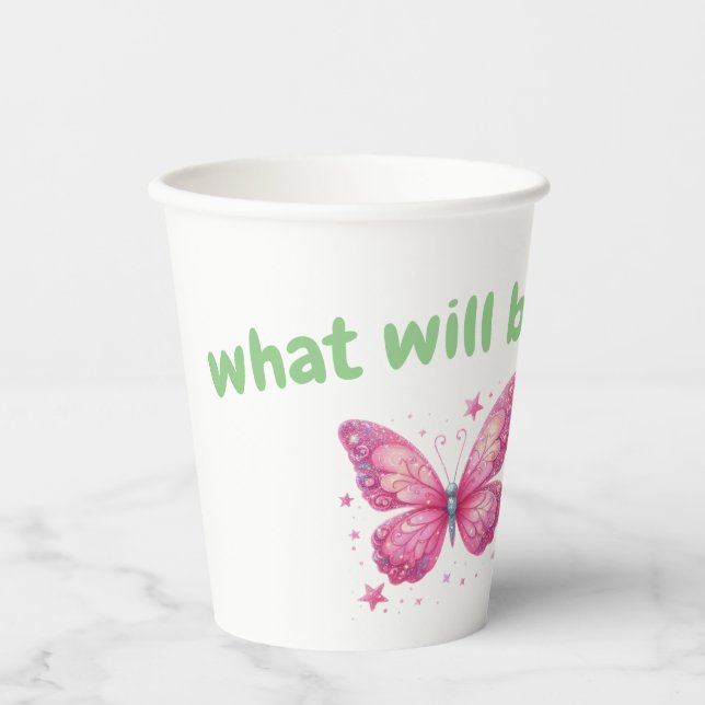 Vasos De Papel linda mariposa Género revelar jardín Fiesta (Anverso)