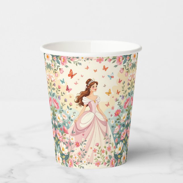 Vasos De Papel Linda princesa con mariposas (Izquierda)