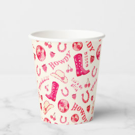 Vasos De Papel Linda vaquera disco rosa femenina