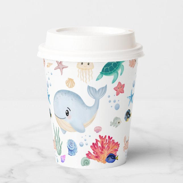 Vasos De Papel Lindo bajo el agua (Anverso)