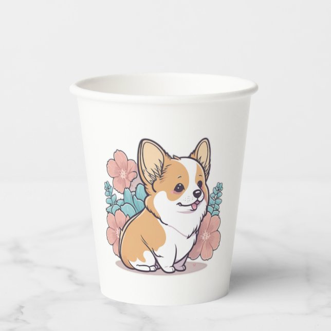 Vasos De Papel lindo corgi (Anverso)