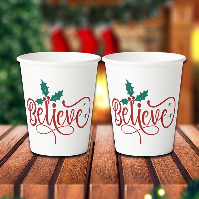 Vasos De Papel Lindo 'Cree' Navidad (Subido por el creador)
