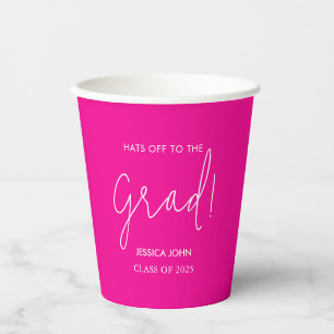 Vasos De Papel Lindo Elegante Rosa brillante Felicitaciones Gradu