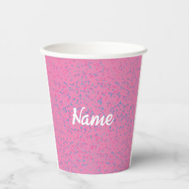 Vasos De Papel Lindo rosa con puntos azules pastel femenino