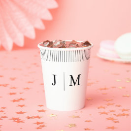 Vasos De Papel Línea de boda con monograma clásico