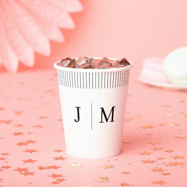Vasos De Papel Línea de boda con monograma clásico (in situ)