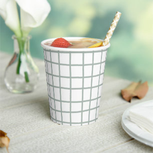 Vasos De Papel Líneas Cuadrícula Mano Dibujada Rústica Sage Whims