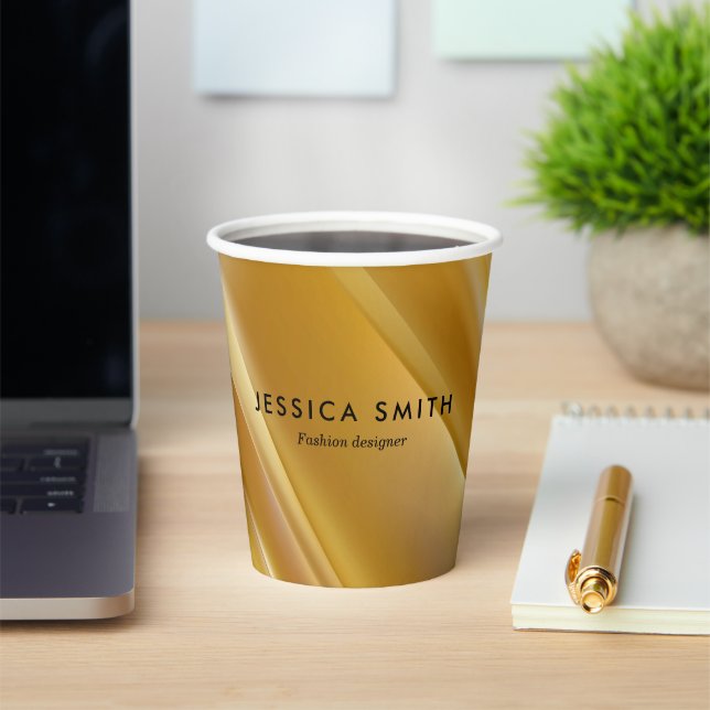 Vasos De Papel Líneas diagonales de gradiente dorado (in situ)