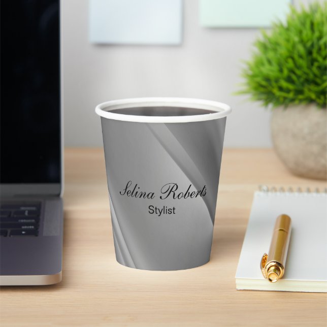 Vasos De Papel Líneas diagonales de gradiente plateado (in situ)