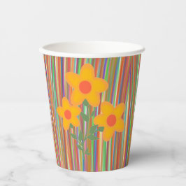 Vasos De Papel líneas y flores