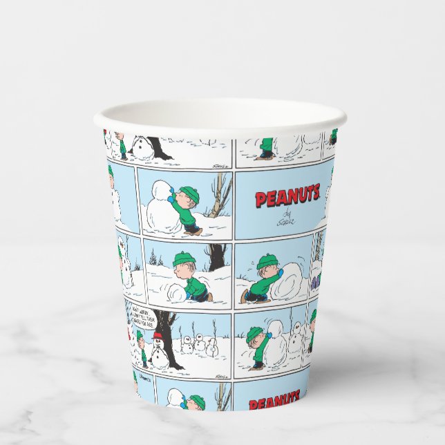 Vasos De Papel Linus Construye Un Hombre De Nieve (Anverso)