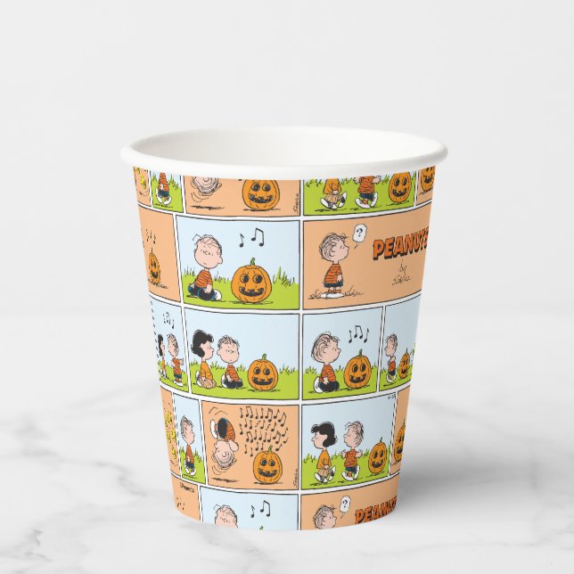 Vasos De Papel Linus & Lucy | Cantando Jack-O-Lantern (Anverso)