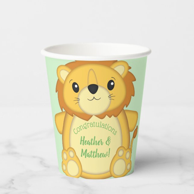 Vasos De Papel Lion Baby Shower Safari (Anverso)